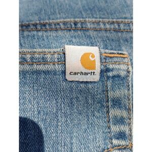 Carhartt Womens 10 x 32 Curvy Fit Distressed Blue Straight Leg Jeans